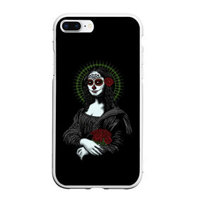 Чехол для iPhone 7Plus/8 Plus матовый с принтом Mona Lisa - Santa Muerte в Новосибирске, Силикон | Область печати: задняя сторона чехла, без боковых панелей | Тематика изображения на принте: dead | death | lisa | mona | muerte | muertos | santa | день | искуство | картина | лиза | мона | муэрте | муэртес | муэртос | роза | розы | санта | тату | татуировка | цветы | череп