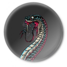 Значок с принтом Viper в Новосибирске,  металл | круглая форма, металлическая застежка в виде булавки | Тематика изображения на принте: animals | art | poison | snake | venom | venomous | viper | арт | гадюка | животное | животные | змеи | змей | змея | картинка | картинки | прикольная | прикольные | яд | ядовитая | ядовитый
