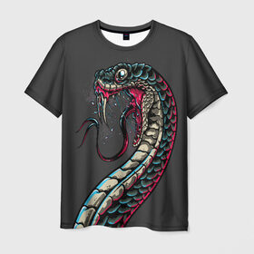 Мужская футболка 3D с принтом Viper в Новосибирске, 100% полиэфир | прямой крой, круглый вырез горловины, длина до линии бедер | animals | art | poison | snake | venom | venomous | viper | арт | гадюка | животное | животные | змеи | змей | змея | картинка | картинки | прикольная | прикольные | яд | ядовитая | ядовитый
