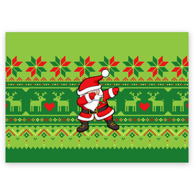 Поздравительная открытка с принтом Santa dab в Новосибирске, 100% бумага | плотность бумаги 280 г/м2, матовая, на обратной стороне линовка и место для марки
 | Тематика изображения на принте: christmas | dab | dance | deer | hand | heart | knitted | movement | new year | ornament | pattern | pixels | scandinavian | sweater | вязаный | движение | дэб | любовь | новый год | олени | орнамент | пиксели | рождество | рукой | свитер | сердце |