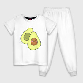 Детская пижама хлопок с принтом Авокадо в Новосибирске, 100% хлопок |  брюки и футболка прямого кроя, без карманов, на брюках мягкая резинка на поясе и по низу штанин
 | Тематика изображения на принте: avocados | авокадо | веганский | вегетарианский | вегетарианское | еда | едой | еды | зеленое | зелёные | зеленый | фрукт | фруктами | фруктовое | фруктовый | фрукты