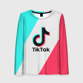 Женский лонгслив 3D с принтом TIKTOK в Новосибирске, 100% полиэстер | длинные рукава, круглый вырез горловины, полуприлегающий силуэт | tik | tik tok | tiktok | tok | тик | тик ток | тикток | ток