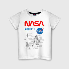 Детская футболка хлопок с принтом Nasa Apollo 11 (двухсторонняя) в Новосибирске, 100% хлопок | круглый вырез горловины, полуприлегающий силуэт, длина до линии бедер | Тематика изображения на принте: apollo 11 | apolo 11 | apolon 11 | аполлон 11 | аполон 11 | наса | насса