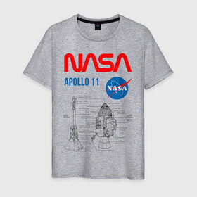 Мужская футболка хлопок с принтом Nasa Apollo 11 (двухсторонняя) в Новосибирске, 100% хлопок | прямой крой, круглый вырез горловины, длина до линии бедер, слегка спущенное плечо. | apollo 11 | apolo 11 | apolon 11 | аполлон 11 | аполон 11 | наса | насса