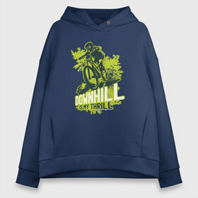 Женское худи Oversize хлопок с принтом Downhill в Новосибирске, френч-терри — 70% хлопок, 30% полиэстер. Мягкий теплый начес внутри —100% хлопок | боковые карманы, эластичные манжеты и нижняя кромка, капюшон на магнитной кнопке | downhill | велосипед | велосипедист | велоспорт | скоростной спуск | экстрим