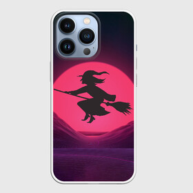 Чехол для iPhone 13 Pro с принтом The Witch(Happy Halloween) в Новосибирске,  |  | Тематика изображения на принте: halloween | halloweenparty | witch | в подарок | ведьма | ведьмочка | вечеринка | детский дизайн | детский рисунок | для подарка | закат солнца | мягкие цвета | пати | хэллоуин