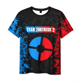 Мужская футболка 3D с принтом TEAM FORTRESS 2 RED VS BLUE в Новосибирске, 100% полиэфир | прямой крой, круглый вырез горловины, длина до линии бедер | Тематика изображения на принте: fortress 2 | team 2 | team fortress | team fortress 2 | тим 2 | тим фортрес. | тим фортресс | тим фортресс 2 | фортресс 2