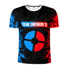Мужская футболка 3D спортивная с принтом TEAM FORTRESS 2 RED VS BLUE в Новосибирске, 100% полиэстер с улучшенными характеристиками | приталенный силуэт, круглая горловина, широкие плечи, сужается к линии бедра | Тематика изображения на принте: fortress 2 | team 2 | team fortress | team fortress 2 | тим 2 | тим фортрес. | тим фортресс | тим фортресс 2 | фортресс 2