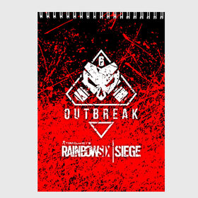 Скетчбук с принтом RAINBOW SIX SIEGE OUTBREAK в Новосибирске, 100% бумага
 | 48 листов, плотность листов — 100 г/м2, плотность картонной обложки — 250 г/м2. Листы скреплены сверху удобной пружинной спиралью | 6 | outbreak | rainbow | rainbow six siege | six | tom clancys | радуга осада | том клэнси