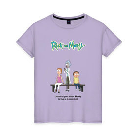 Женская футболка хлопок с принтом Rick and Morty в Новосибирске, 100% хлопок | прямой крой, круглый вырез горловины, длина до линии бедер, слегка спущенное плечо | morty | rick | rick and morty | summer | t shirt | vdosadir