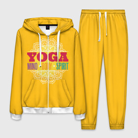 Мужской костюм 3D с принтом Йога в Новосибирске, 100% полиэстер | Манжеты и пояс оформлены тканевой резинкой, двухслойный капюшон со шнурком для регулировки, карманы спереди | Тематика изображения на принте: fitness | yoga | йога | медитация | фитнес