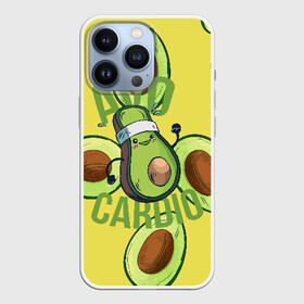 Чехол для iPhone 13 Pro с принтом Аво Кардио в Новосибирске,  |  | Тематика изображения на принте: avocado | cardio | fit | fitness | авокадо | авокардио | бег | кардио | спорт | спортсмен | фитнес