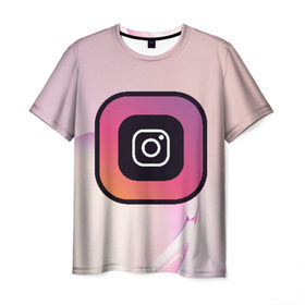 Мужская футболка 3D с принтом Instagram(редактируемое лого) в Новосибирске, 100% полиэфир | прямой крой, круглый вырез горловины, длина до линии бедер | 