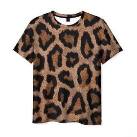 Мужская футболка 3D с принтом Леопардовая расцветка в Новосибирске, 100% полиэфир | прямой крой, круглый вырез горловины, длина до линии бедер | леопард | леопардовая | леопардовые | леопардовый | леопарды | пятнистые | пятнистый | пятнистым | расцветка