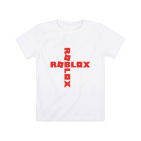 Детская футболка хлопок с принтом ROBLOX в Новосибирске, 100% хлопок | круглый вырез горловины, полуприлегающий силуэт, длина до линии бедер | roblox | roblox simulator. | код роблокс | роблокс | роблокс симулятор