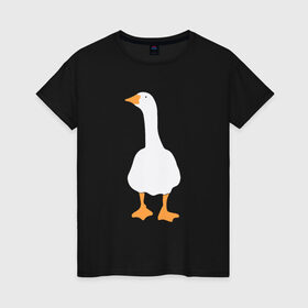 Женская футболка хлопок с принтом ЗЛОЙ ГУСЬ! в Новосибирске, 100% хлопок | прямой крой, круглый вырез горловины, длина до линии бедер, слегка спущенное плечо | goose | untitled goose | гусь | злой гусь