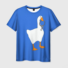 Мужская футболка 3D с принтом Untitled Goose Game в Новосибирске, 100% полиэфир | прямой крой, круглый вырез горловины, длина до линии бедер | epic store | ugg | untitled goose game | гусь | игра без названия | игра про гуся | неназванная игра про гуся
