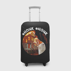 Чехол для чемодана 3D с принтом Honk Honk I am Goose в Новосибирске, 86% полиэфир, 14% спандекс | двустороннее нанесение принта, прорези для ручек и колес | angry goose | goose | honk | гусь | злой гусь | хонк