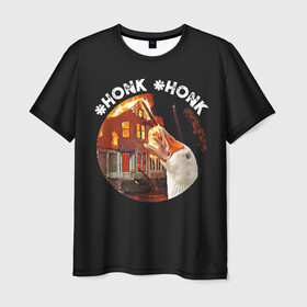 Мужская футболка 3D с принтом Honk Honk I am Goose в Новосибирске, 100% полиэфир | прямой крой, круглый вырез горловины, длина до линии бедер | Тематика изображения на принте: angry goose | goose | honk | гусь | злой гусь | хонк