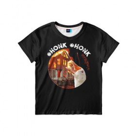 Детская футболка 3D с принтом Honk Honk I am Goose в Новосибирске, 100% гипоаллергенный полиэфир | прямой крой, круглый вырез горловины, длина до линии бедер, чуть спущенное плечо, ткань немного тянется | angry goose | goose | honk | гусь | злой гусь | хонк