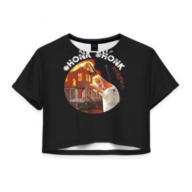 Женская футболка Cropp-top с принтом Honk Honk I am Goose в Новосибирске, 100% полиэстер | круглая горловина, длина футболки до линии талии, рукава с отворотами | angry goose | goose | honk | гусь | злой гусь | хонк
