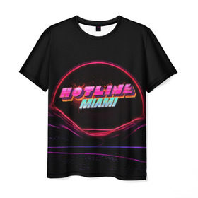 Мужская футболка 3D с принтом Hotline miami(neon) в Новосибирске, 100% полиэфир | прямой крой, круглый вырез горловины, длина до линии бедер | 2d игры | game | hotline miam | neon | retrowave | в подарок | игра | надпись | неон | фанатам | хотлайн маями
