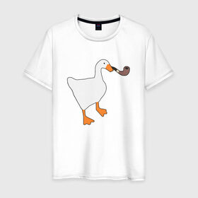 Мужская футболка хлопок с принтом Untitled Goose в Новосибирске, 100% хлопок | прямой крой, круглый вырез горловины, длина до линии бедер, слегка спущенное плечо. | evil | game | goose | mem | memes | untitled | гусь | злой | игра | мем | осторожно