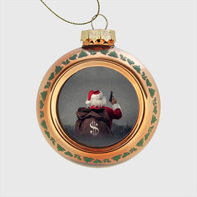 Стеклянный ёлочный шар с принтом Very Bad Santa в Новосибирске, Стекло | Диаметр: 80 мм | Тематика изображения на принте: 