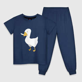 Детская пижама хлопок с принтом untitled goose в Новосибирске, 100% хлопок |  брюки и футболка прямого кроя, без карманов, на брюках мягкая резинка на поясе и по низу штанин
 | game | goose | untitled | videogame | видеоигры | гусь | игры | мем