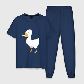 Мужская пижама хлопок с принтом untitled goose в Новосибирске, 100% хлопок | брюки и футболка прямого кроя, без карманов, на брюках мягкая резинка на поясе и по низу штанин
 | game | goose | untitled | videogame | видеоигры | гусь | игры | мем