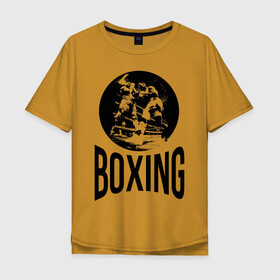 Мужская футболка хлопок Oversize с принтом Boxing (двухсторонняя) в Новосибирске, 100% хлопок | свободный крой, круглый ворот, “спинка” длиннее передней части | Тематика изображения на принте: boxer | boxing | fight | mma | бокс | боксер | тайский бокс
