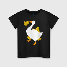 Детская футболка хлопок с принтом ЗЛОЙ ГУСТЬ С КОЛОКОЛЬЧИКОМ в Новосибирске, 100% хлопок | круглый вырез горловины, полуприлегающий силуэт, длина до линии бедер | meme | untitled goose game | злой гусь | мем | птица