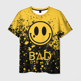 Мужская футболка 3D с принтом BAD DRIP в Новосибирске, 100% полиэфир | прямой крой, круглый вырез горловины, длина до линии бедер | bad | baddrip | cloud | coil | drip | smoke | vape | wape | бак | вейп | вейпер | дрипка | дым | койл | культура | мод | облако | пар | хипстер