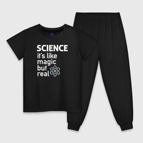 Детская пижама хлопок с принтом Наука как магия,только реальна в Новосибирске, 100% хлопок |  брюки и футболка прямого кроя, без карманов, на брюках мягкая резинка на поясе и по низу штанин
 | science | атом | магия | мозг | наука | наука рулит | научный | учёные | учёный