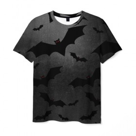 Мужская футболка 3D с принтом Летучие мыши повсюду! в Новосибирске, 100% полиэфир | прямой крой, круглый вырез горловины, длина до линии бедер | Тематика изображения на принте: bat | bats | halloween | halloweenparty | в подарок | вампиры | для подарка | летучие | летят | мыши | мышь | напугать | темная | хеллоуин | хэллоуин | черный