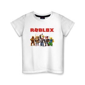 Детская футболка хлопок с принтом ROBLOX в Новосибирске, 100% хлопок | круглый вырез горловины, полуприлегающий силуэт, длина до линии бедер | roblox | roblox simulator. | код роблокс | роблокс | роблокс симулятор