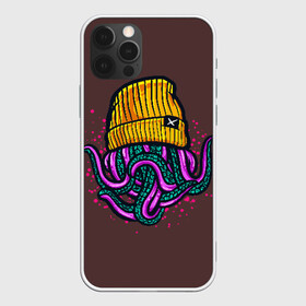 Чехол для iPhone 12 Pro с принтом Octopus(Lil Peep, GBC) в Новосибирске, силикон | область печати: задняя сторона чехла, без боковых панелей | gbc | lil | peep | rap | rock | бордовый | желтый | зеленый | исполнитель | картинка | надпись на спине | осьминог | редактируемый дизайн | рок | рэп | рэпер | сочный цвет | фиолетовый