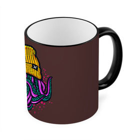 Кружка с принтом Octopus(Lil Peep, GBC) в Новосибирске, керамика | ёмкость 330 мл | gbc | lil | peep | rap | rock | бордовый | желтый | зеленый | исполнитель | картинка | надпись на спине | осьминог | редактируемый дизайн | рок | рэп | рэпер | сочный цвет | фиолетовый