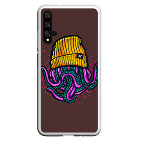 Чехол для Honor 20 с принтом Octopus(Lil Peep GBC) в Новосибирске, Силикон | Область печати: задняя сторона чехла, без боковых панелей | gbc | lil | peep | rap | rock | бордовый | желтый | зеленый | исполнитель | картинка | надпись на спине | осьминог | редактируемый дизайн | рок | рэп | рэпер | сочный цвет | фиолетовый