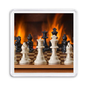 Магнит 55*55 с принтом Шахматы в Новосибирске, Пластик | Размер: 65*65 мм; Размер печати: 55*55 мм | дамка | доска | игра | игры | камин | конь | король | огне | огнём | огненное | огонь | пешка | пламя | слон | ферзь | фигурки | фигуры | шахматная | шахматы