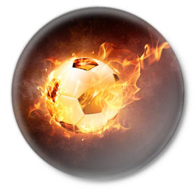 Значок с принтом Огненный мяч в Новосибирске,  металл | круглая форма, металлическая застежка в виде булавки | Тематика изображения на принте: 