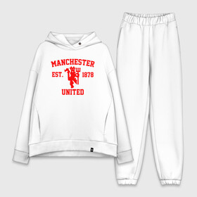 Женский костюм хлопок Oversize с принтом МАНЧЕСТЕР ЮНАЙТЕД | FCMU | MANCHESTER UNITED в Новосибирске,  |  | fc | fcmu | football | football club | manchester united | sport | манчестер юнайтед | спорт | фк | фкмю | футбол | футбольный клуб