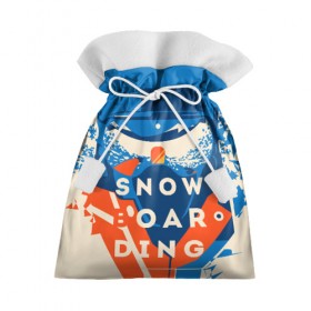 Подарочный 3D мешок с принтом SNOW BOAR DING в Новосибирске, 100% полиэстер | Размер: 29*39 см | горы | зима | природа | снег | сноуборд | спорт
