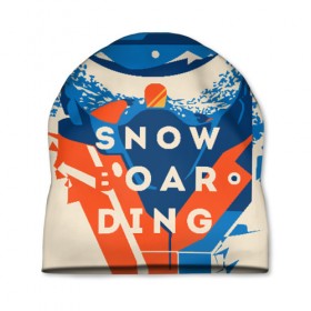 Шапка 3D с принтом SNOW BOAR DING в Новосибирске, 100% полиэстер | универсальный размер, печать по всей поверхности изделия | горы | зима | природа | снег | сноуборд | спорт