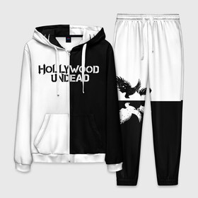 Мужской костюм 3D с принтом HOLLYWOOD UNDEAD в Новосибирске, 100% полиэстер | Манжеты и пояс оформлены тканевой резинкой, двухслойный капюшон со шнурком для регулировки, карманы спереди | deuce | hollywood undead | hu | j dog | shady jeff | голивудская нежить | голливуд | даниэль мурильо | джордан террелл | джордж артур рейган | дилан альварес | мэттью сент клер | нежить