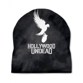 Шапка 3D с принтом HOLLYWOOD UNDEAD в Новосибирске, 100% полиэстер | универсальный размер, печать по всей поверхности изделия | deuce | hollywood undead | hu | j dog | shady jeff | голивудская нежить | голливуд | даниэль мурильо | джордан террелл | джордж артур рейган | дилан альварес | мэттью сент клер | нежить