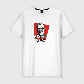 Мужская футболка премиум с принтом UFC (Конор) в Новосибирске, 92% хлопок, 8% лайкра | приталенный силуэт, круглый вырез ворота, длина до линии бедра, короткий рукав | Тематика изображения на принте: kfc | ufc | боец | конор макгрегор