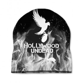 Шапка 3D с принтом HOLLYWOOD UNDEAD в Новосибирске, 100% полиэстер | универсальный размер, печать по всей поверхности изделия | deuce | hollywood undead | hu | j dog | shady jeff | голливуд | голливудская нежить | даниэль мурильо | джордан террелл | джордж артур рейган | дилан альварес | мэттью сент клер | нежить