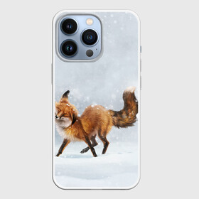 Чехол для iPhone 13 Pro с принтом Зимняя лисичка в Новосибирске,  |  | зима | лис | лиса | лисичка | рыжая | снег | снежинки | фыр фыр