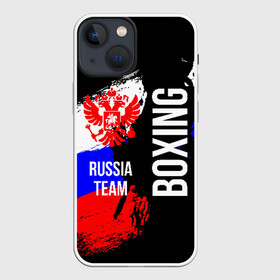 Чехол для iPhone 13 mini с принтом Boxing Russia Team в Новосибирске,  |  | boxer | boxing | russia team | бокс | боксер | сборная россии | тайский бокс